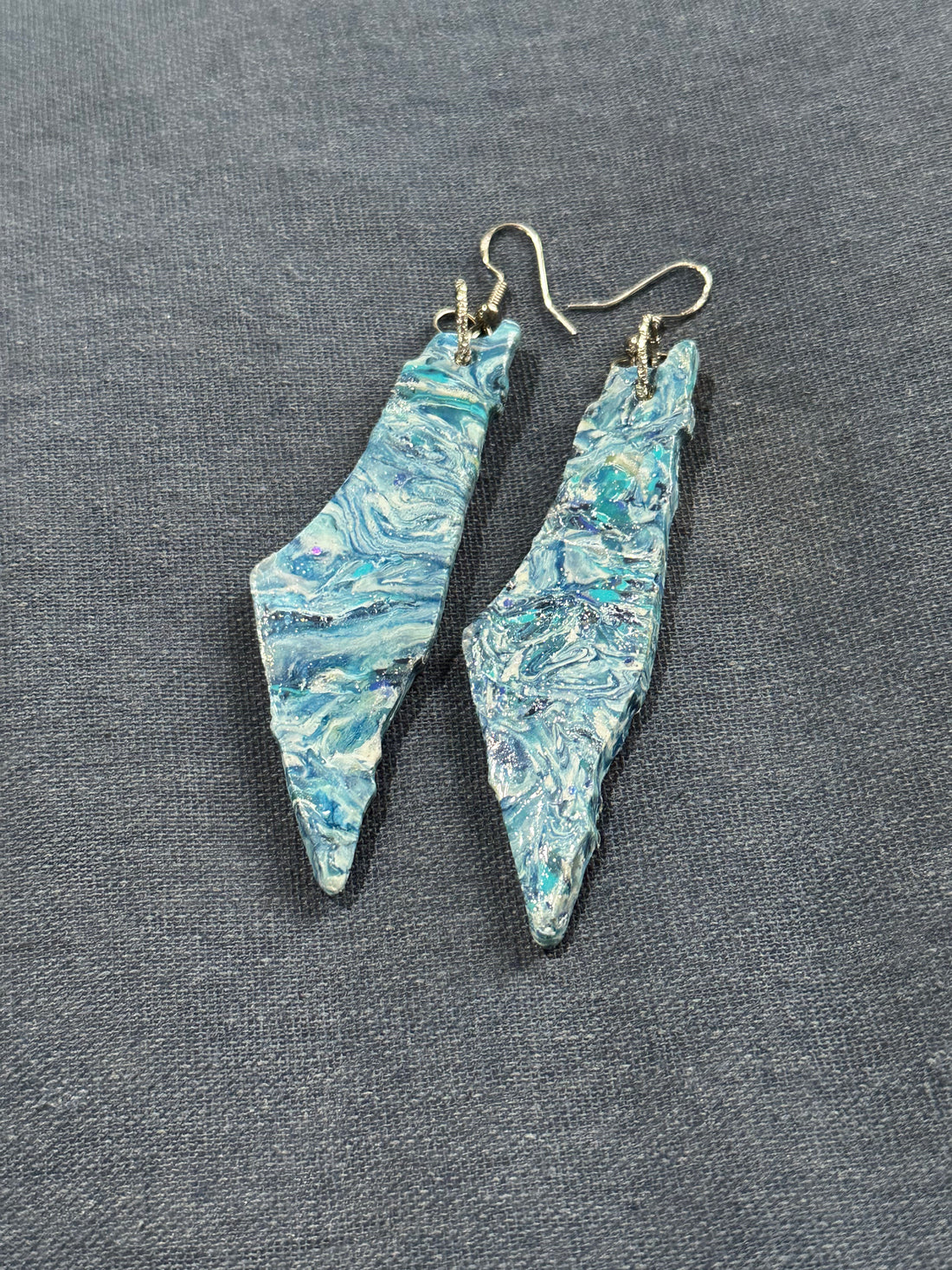Light Blue Israel Map Earrings