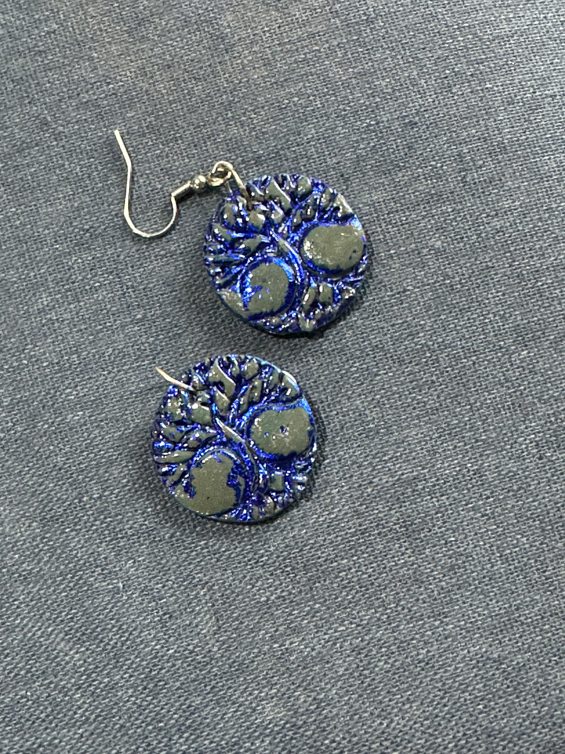 Blue Tree of Life Apple Earrings